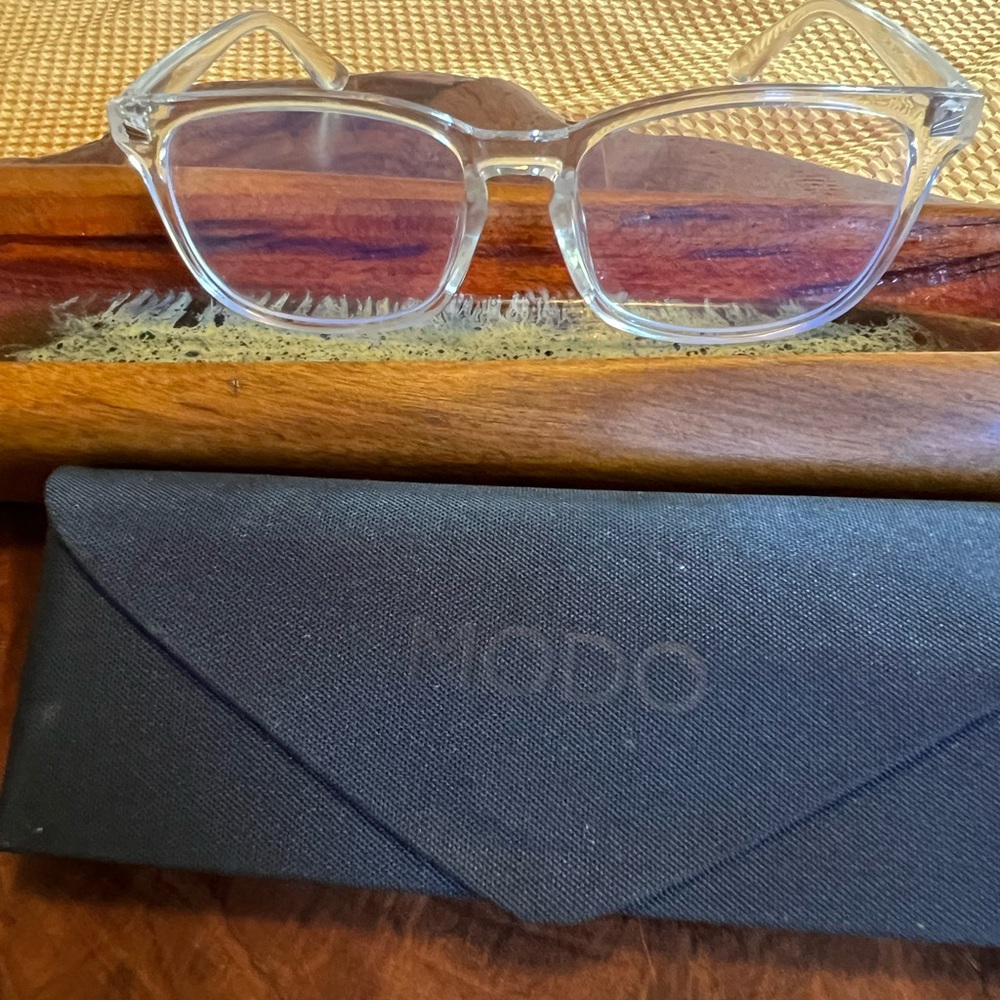 Tijn Clear White Frame Glasses. Light prescription +1.5